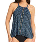 Miraclesuit Women's Paillette Peephole Handkerchief Hem Swim Tankini Top