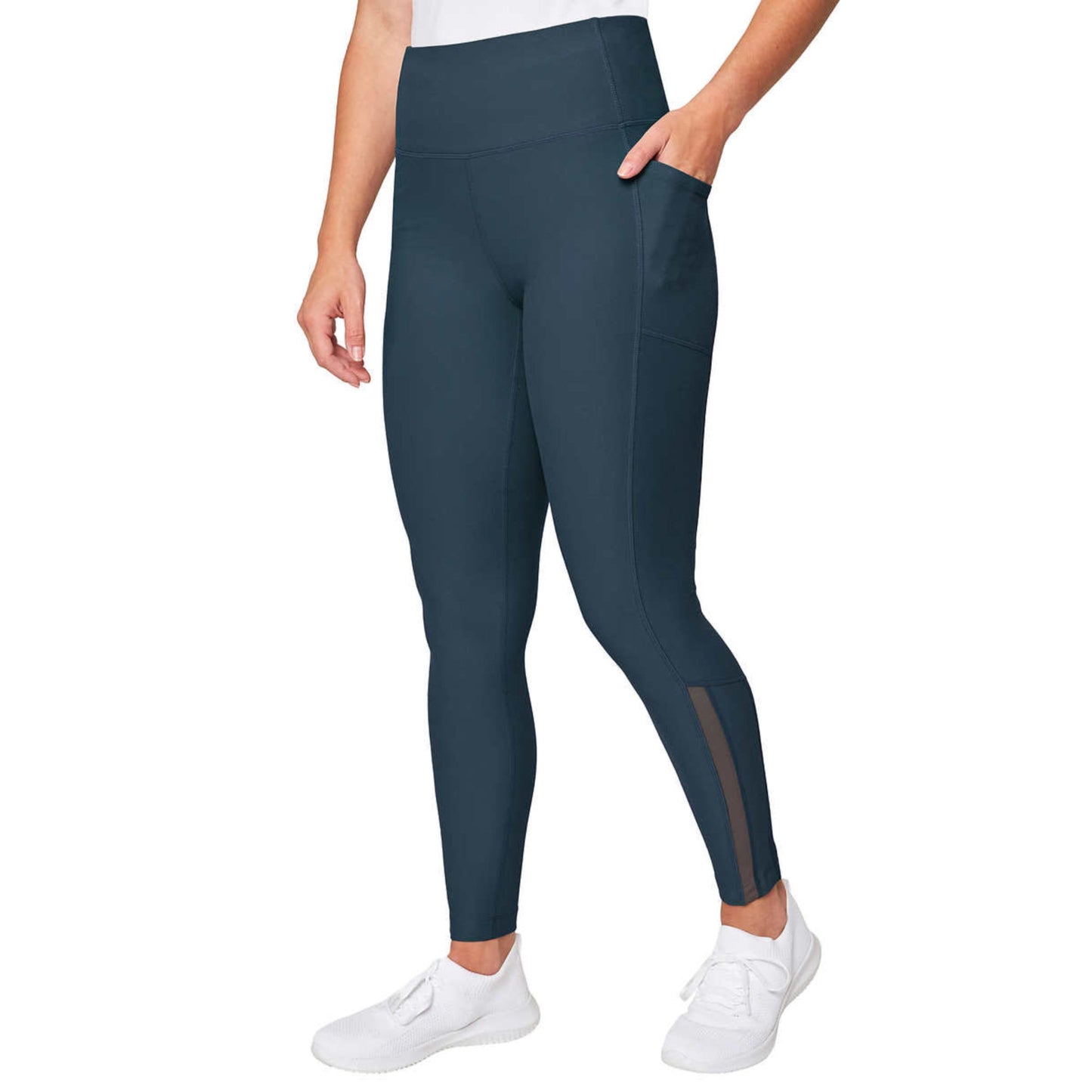 Mondetta Women's High Rise Side Pockets Mesh Cut Out Active Tight Moisture Wicking Leggings