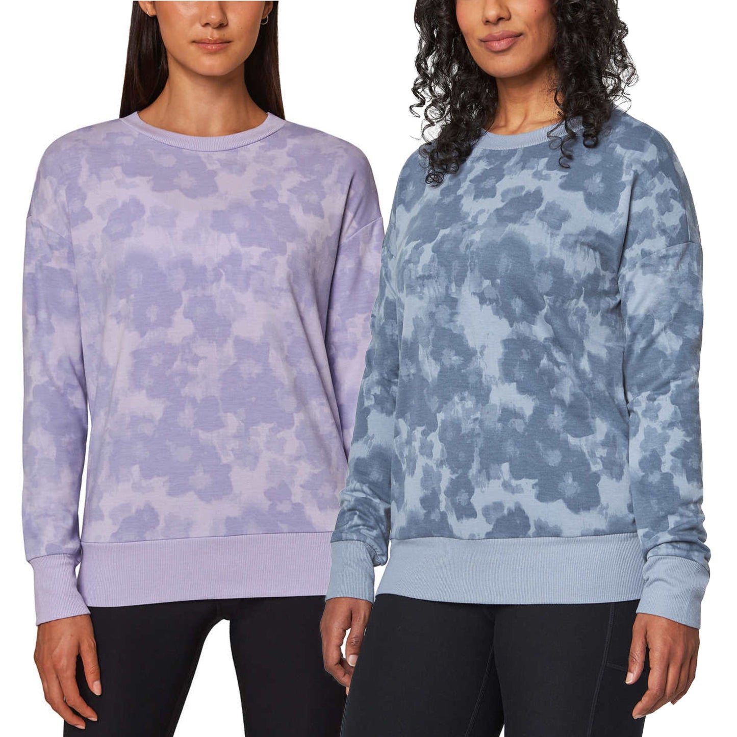 Mondetta Women's Floral Print Eco Soft Lightweight Casual Active Sweatshirt Top