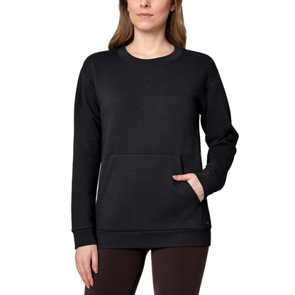 Mondetta Women's Soft Brushed Fleece Kangaroo Pocket Crewneck Top Casual Active Sweatshirt