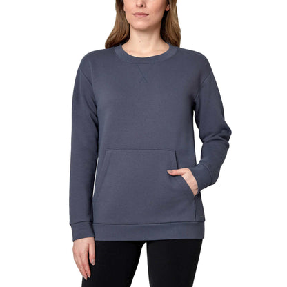 Mondetta Women's Soft Brushed Fleece Kangaroo Pocket Crewneck Top Casual Active Sweatshirt