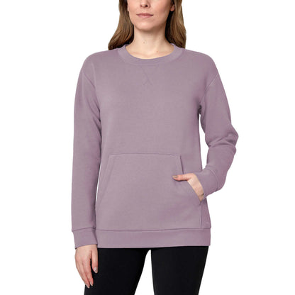 Mondetta Women's Soft Brushed Fleece Kangaroo Pocket Crewneck Top Casual Active Sweatshirt