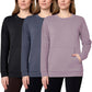 Mondetta Women's Soft Brushed Fleece Kangaroo Pocket Crewneck Top Casual Active Sweatshirt