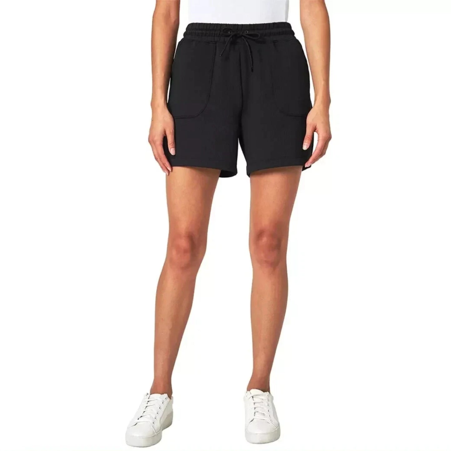 Mondetta Women's Moisture Wicking Elasticated Waist Ribbed Scuba Active Shorts