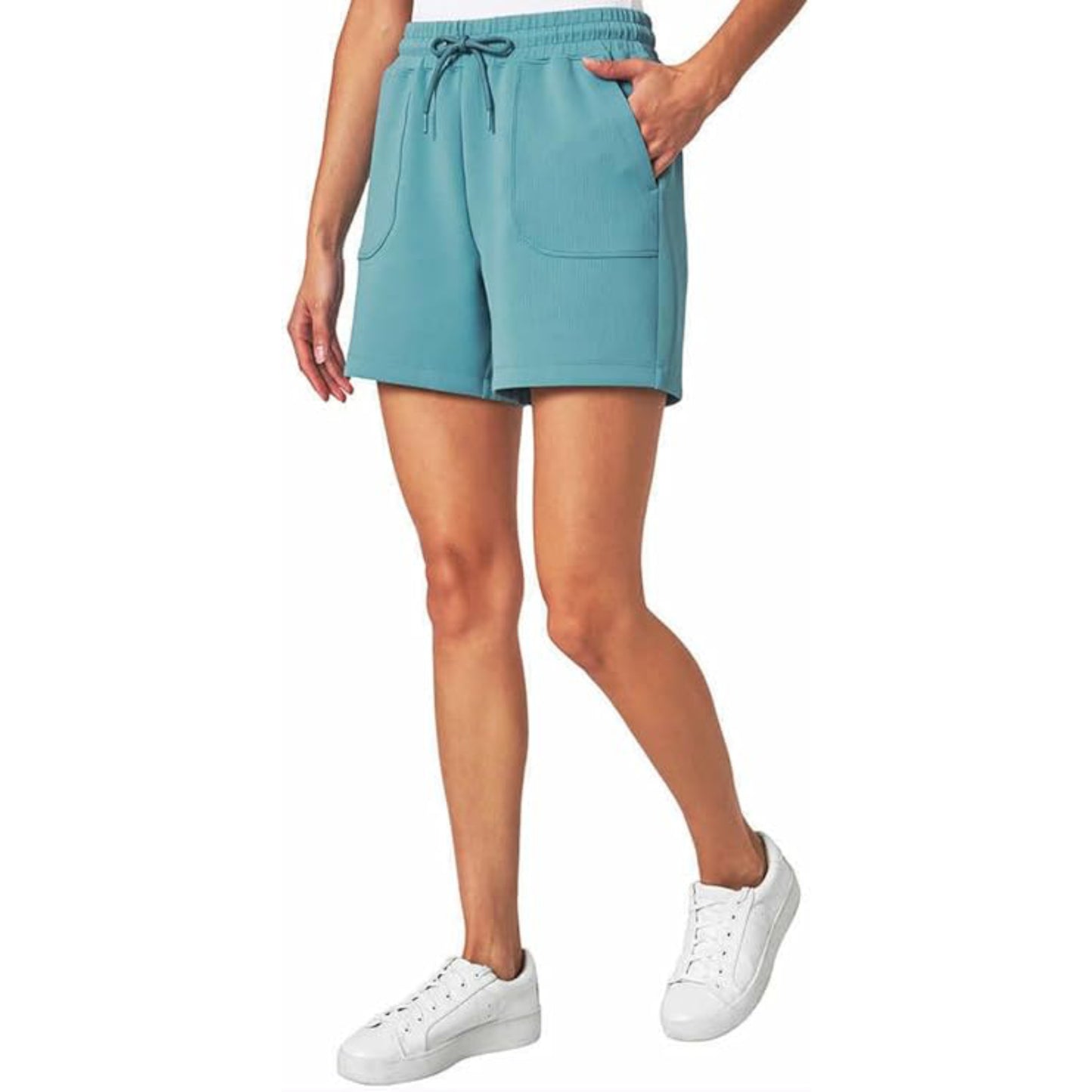 Mondetta Women's Moisture Wicking Elasticated Waist Ribbed Scuba Active Shorts