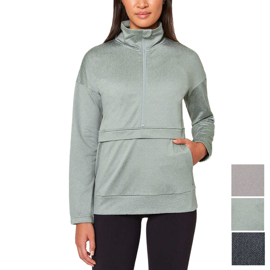 Mondetta Women's Moisture Wicking Kangaroo Pocket Popover Half-zip Active Top