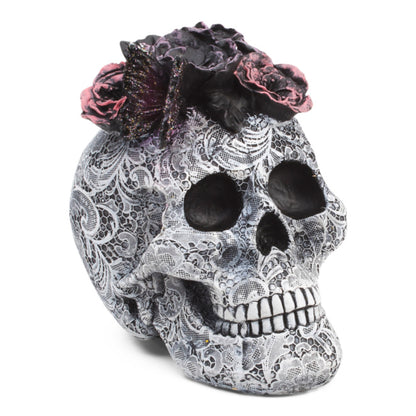 Moonlight Manot Fall Halloween Decor 8" Resin Butterfly Flower Skull