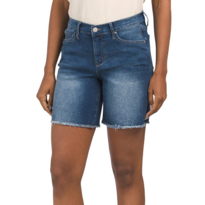 Nanette Lepore Women's Belle High Rise Fringed Hem Denim Shorts