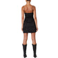 NIA Women's Satin Finish Rose Cocktail Mini Dress