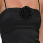 NIA Women's Satin Finish Rose Cocktail Mini Dress