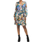 NICOLE MILLER NY Women's Long Sleeve Floral Satin Wrap Style Mini Dress