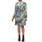 NICOLE MILLER NY Women's Long Sleeve Floral Satin Wrap Style Mini Dress