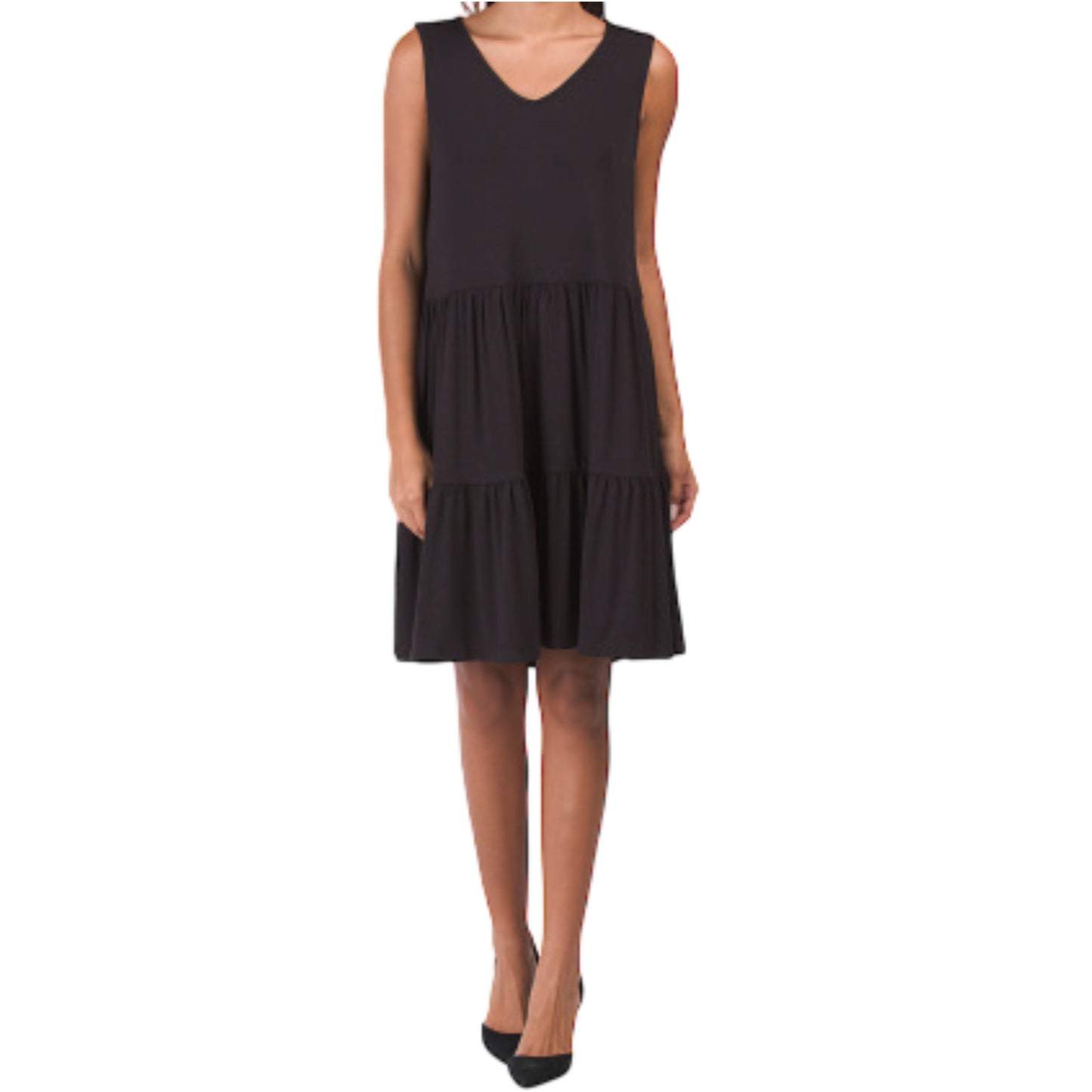 NICOLE MILLER V-Neck Tiered Relaxed Fit Mini Dress
