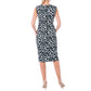 N Natori Women's Plus Snow Leopard Sleeveless Sheath Midi Dress