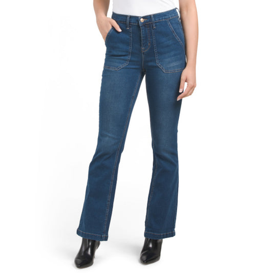 Nanette Lepore Women's Belle High Rise Porkchop Front Pockets Bootcut Jeans
