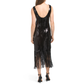 Nanette Lepore Women's Boat Neck Sequin Fringe Hem Maxi Dress
