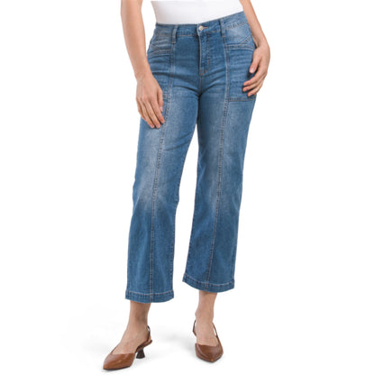 Nanette Lepore Women's High Rise Front Seam Porkchop Cropped Denim Jeans