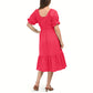 Nanette Lepore Women's Eyelet Puff Off the Shoulder Ruffle Hem Cotton Midi Dress