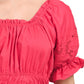 Nanette Lepore Women's Eyelet Puff Off the Shoulder Ruffle Hem Cotton Midi Dress
