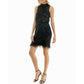 Nanette Lepore Women's Feather Trim Halter Neck Sequined Party Mini Dress