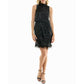 Nanette Lepore Women's Feather Trim Halter Neck Sequined Party Mini Dress