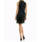 Nanette Lepore Women's Feather Trim Halter Neck Sequined Party Mini Dress
