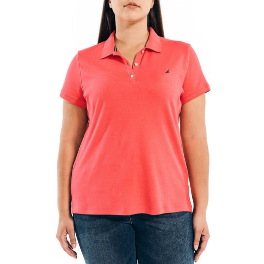Nautica Women's Lightweight Cotton Short Sleeve Polo Shirt