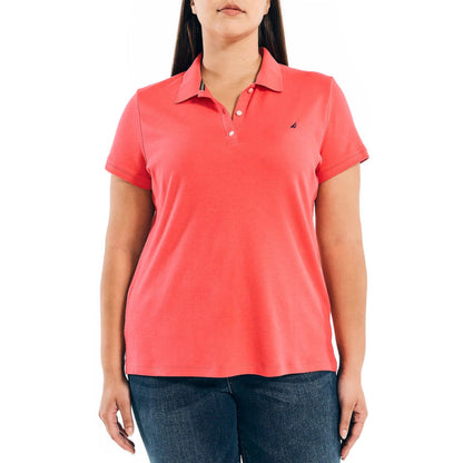 Nautica Women's Lightweight Cotton Short Sleeve Polo Shirt