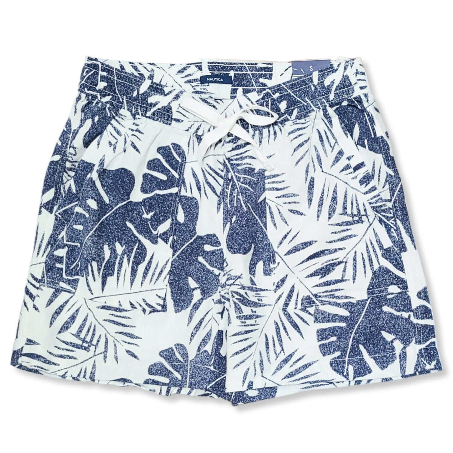 Nautica Women's Linen Blend Side Pockets Elastic Drawstring Casual Shorts