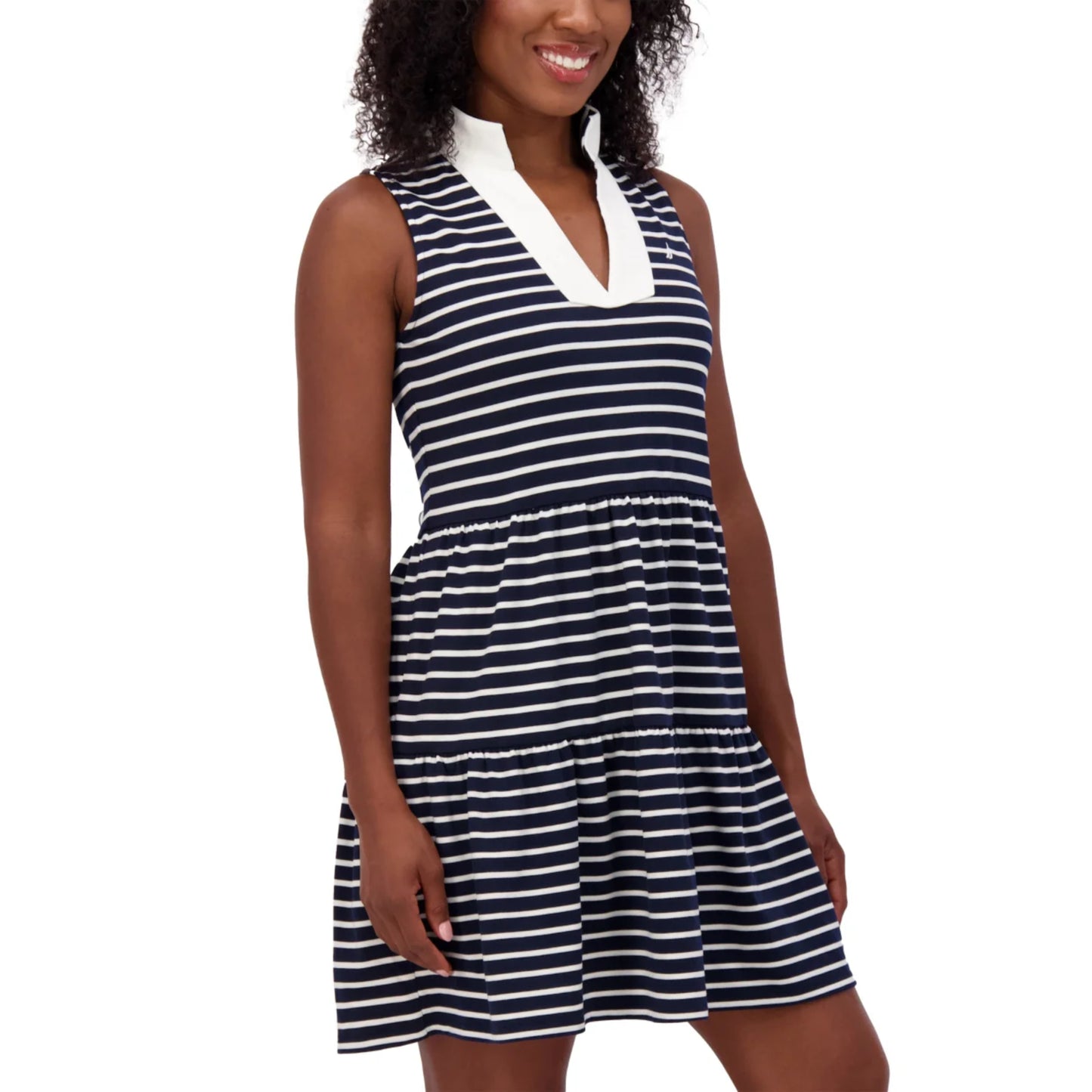 Nautica Jeans Women's Sleeveless Tiered Ruffle Mini Dress