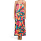 Nicole Miller Abstract Floral Print Slip on Satin Maxi Dress