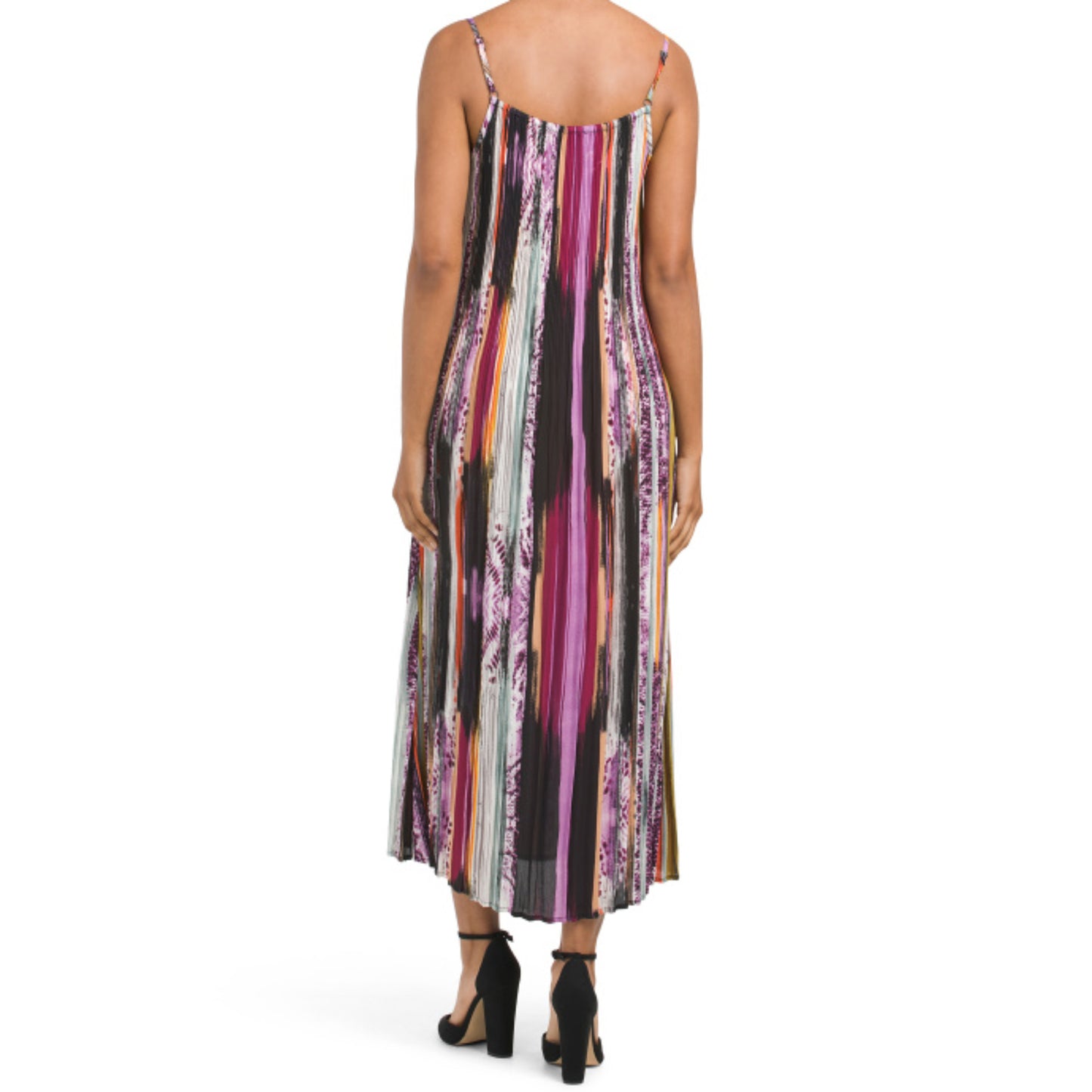 Nicole Miller Women's Multi Color Abstract Stripe Summer Maxi Dress