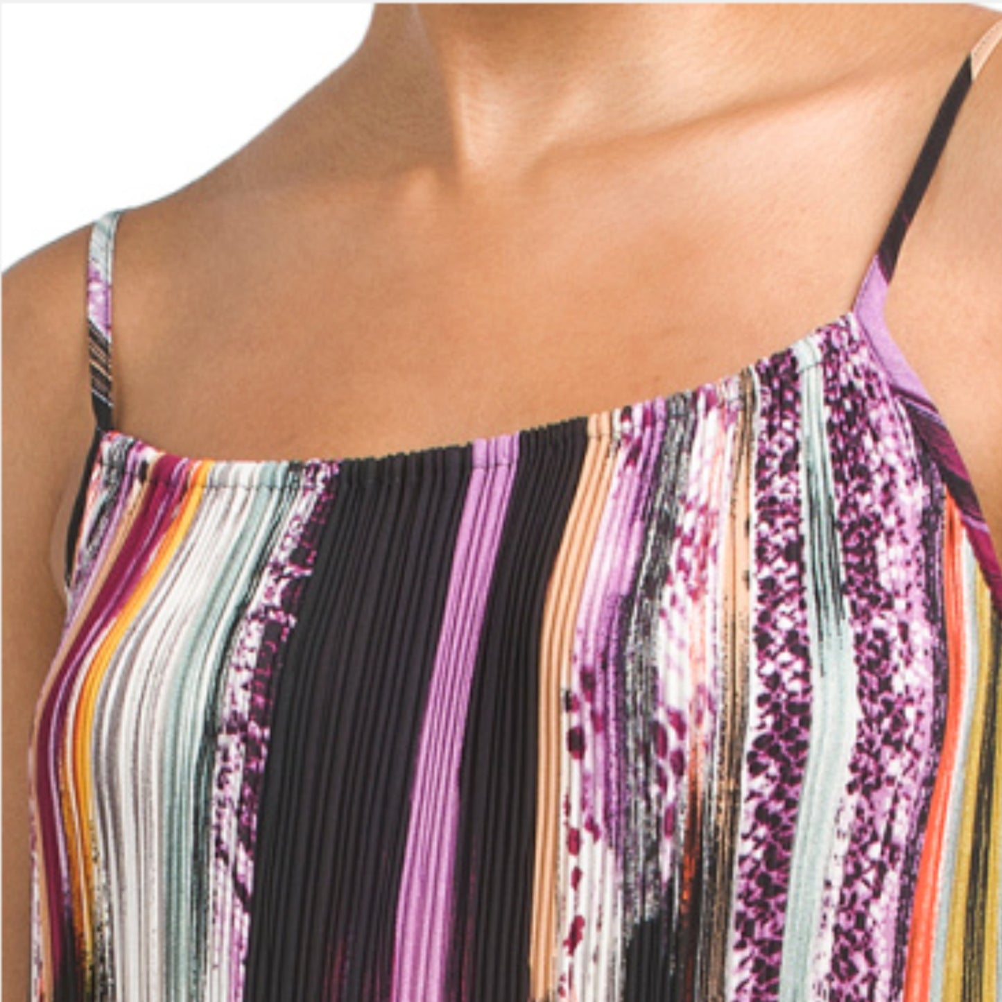 Nicole Miller Women's Multi Color Abstract Stripe Summer Maxi Dress