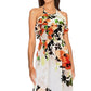 Nicole Miller Women's Floral Print Halter Ruffle Neck Fit & Flare Midi Dress