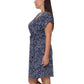 Nicole Miller Women's Plus Floral Print V-Neck Faux Wrap Mini Dress
