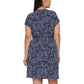 Nicole Miller Women's Plus Floral Print V-Neck Faux Wrap Mini Dress