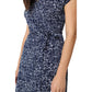 Nicole Miller Women's Plus Floral Print V-Neck Faux Wrap Mini Dress