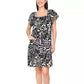 Nicole Miller Women's Flutter Sleeves Floral Print Linen Blend Mini Dress
