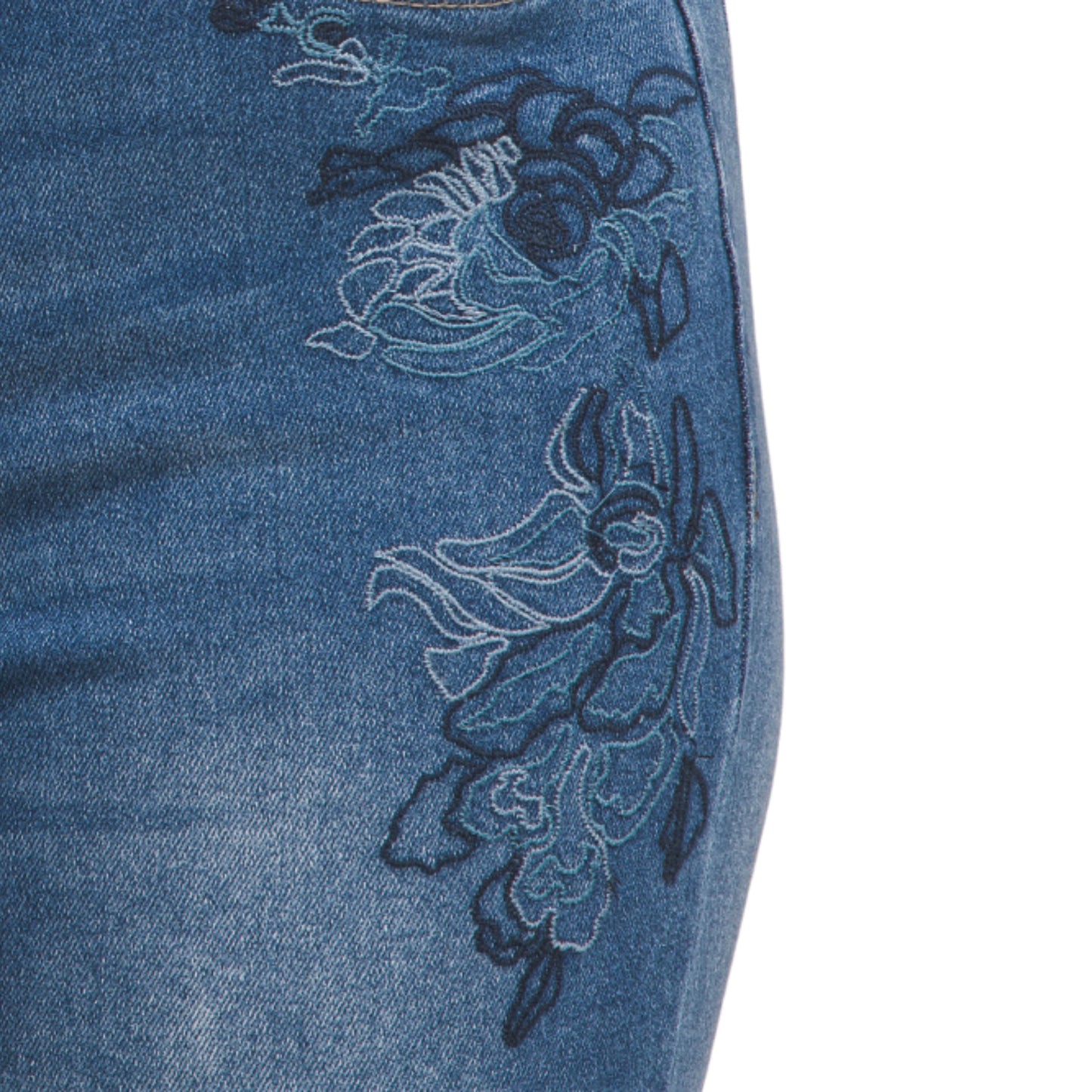 Nicole Miller Women's High Rise Embroidered Bootcut Denim Jeans
