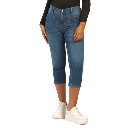 Nicole Miller Women's Soho High Rise Denim Capri Jeans