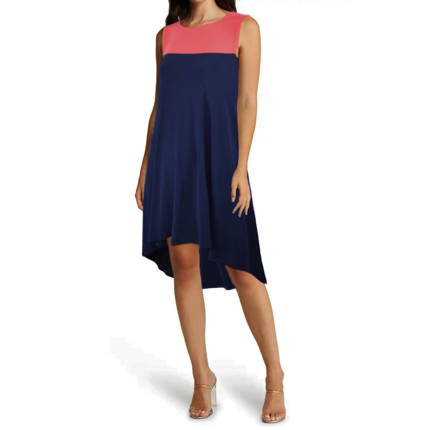 Nik & Nash Soft Jersey Color Block Hi-low Hem Mini Dress