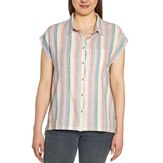 Orvis Women's Button Front Short Sleeve Linen Blend Shirt