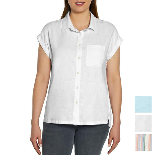Orvis Women's Button Front Short Sleeve Linen Blend Shirt