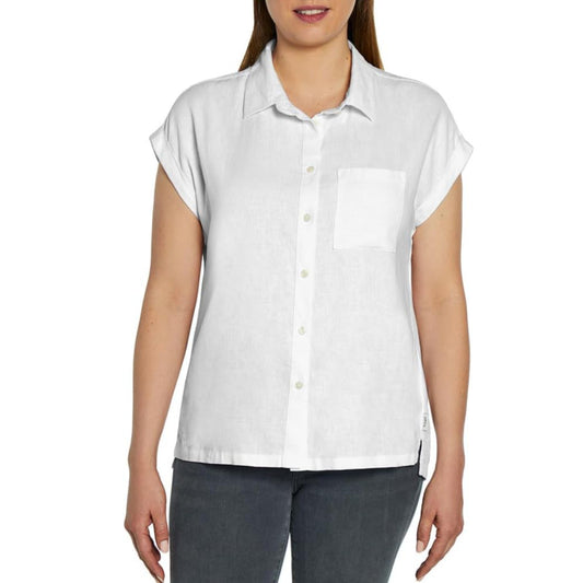 Orvis Women's Button Front Short Sleeve Linen Blend Shirt