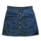 POL Women's Button Front Two Flap Pockets Denim Mini Jean Skirt