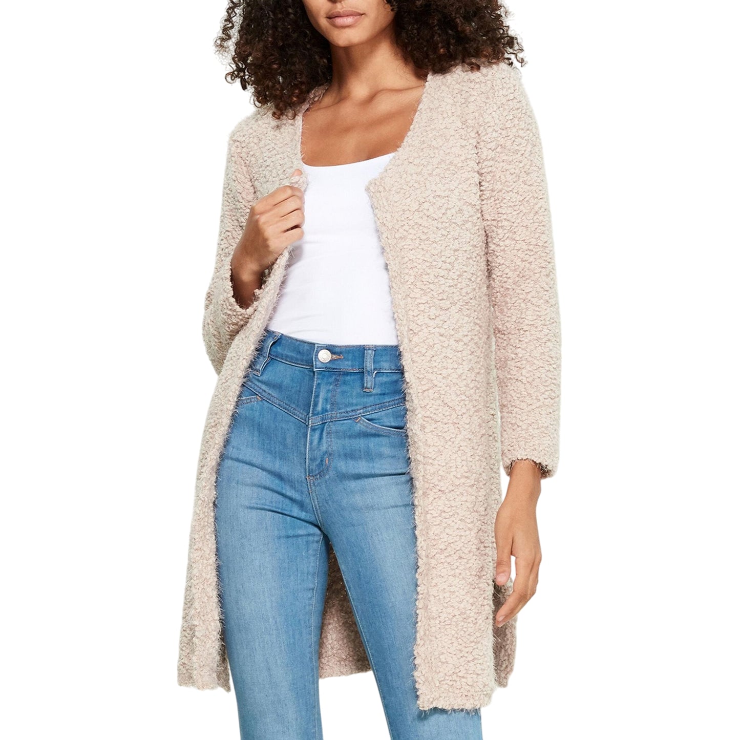 POL Clothing Women's Soft Marled Knit Open Front Cardigan