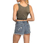 POL Women's High Rise Destructed Frayed Hem Denim Shorts
