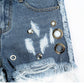 POL Women's High Rise Destructed Frayed Hem Denim Shorts