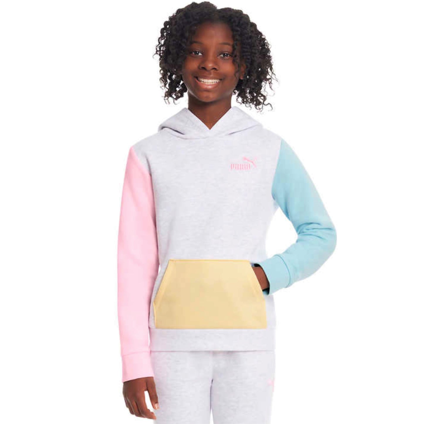 PUMA Big Girl's Youth Fleece Casual Sweatshirt Kangaroo Pocket Active Hoodie