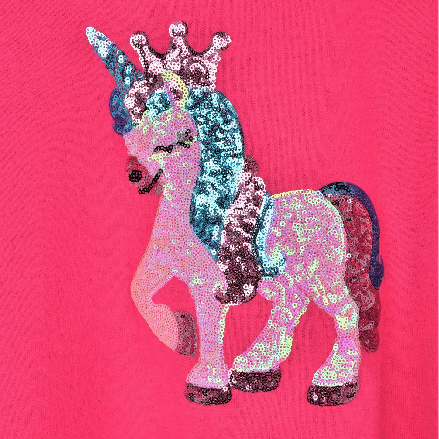 Poof Girl Soft Cotton Blend Sequin Unicorn Sweater Knit Top